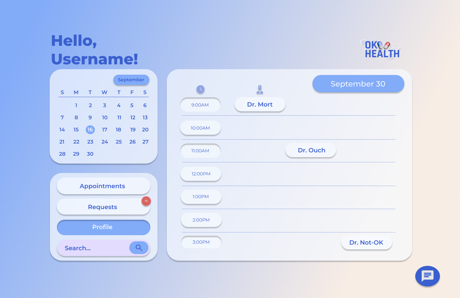 Client Dashboard Appointments Screenshot