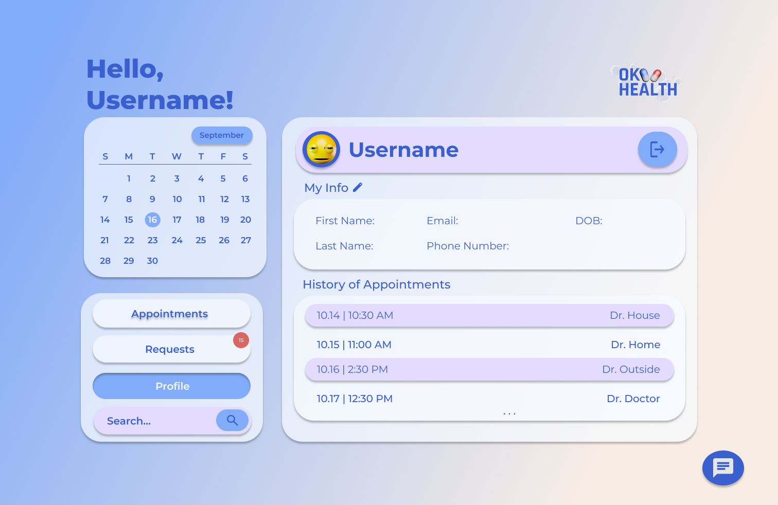 OKHealth Sign Up Frame Screenshot
