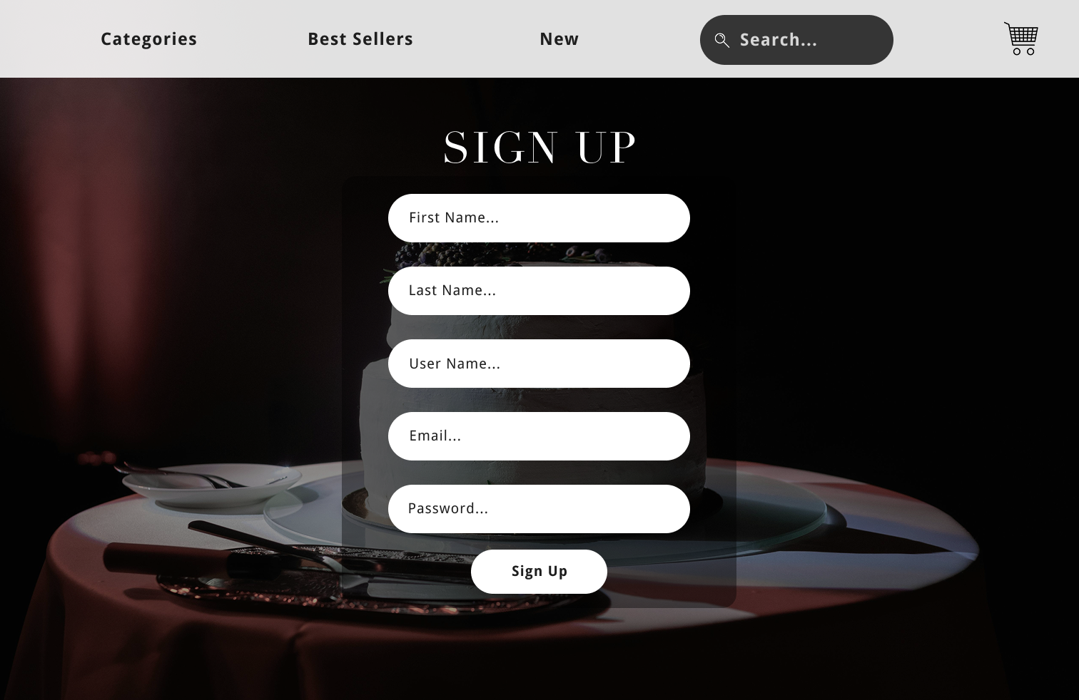 Sweetshop Dark Sign Up Screenshot
